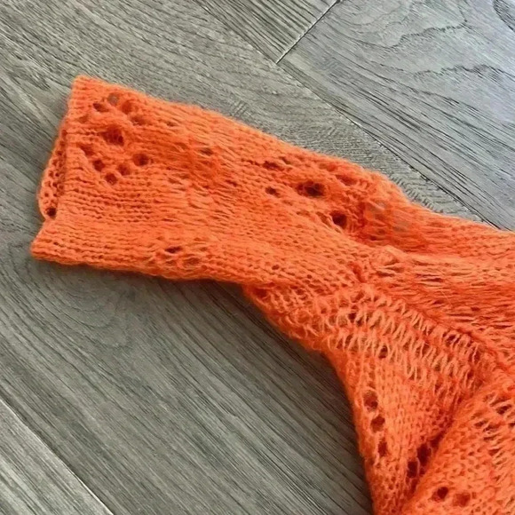 wooden Ships | Orange mohair and wool blend  knit cardigan - Picture 6 of 10